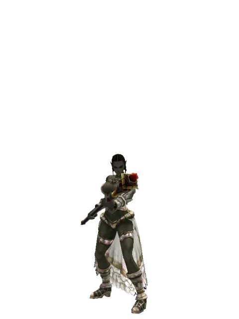 Ghost Staff on a female Orc fighter, front view