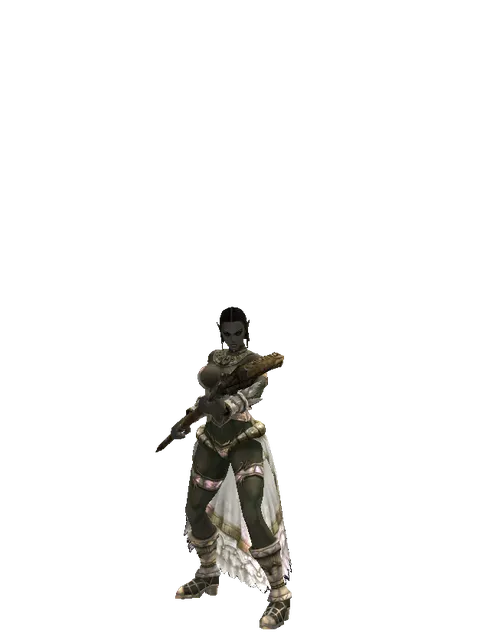 Improved Mage Staff on a female Orc fighter, front view