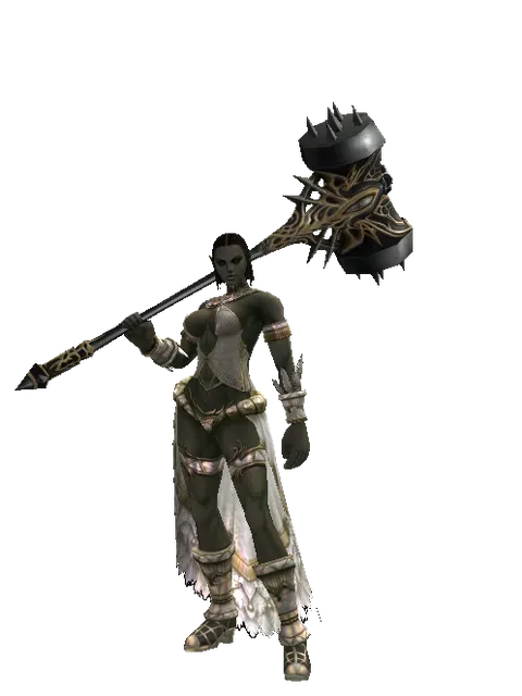 Infinity Crusher on a female Orc fighter, front view