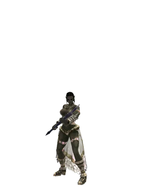 Mystic Staff on a female Orc fighter, front view