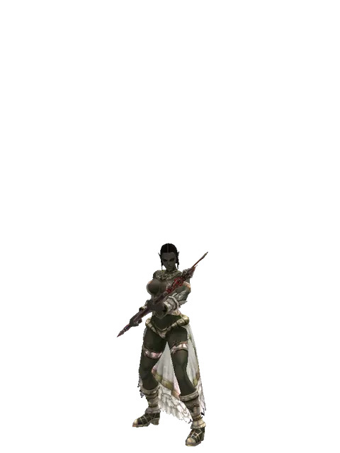 Pa'agrian Axe on a female Orc fighter, front view