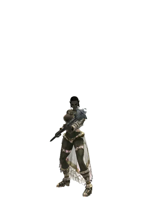 Paradia Staff on a female Orc fighter, front view
