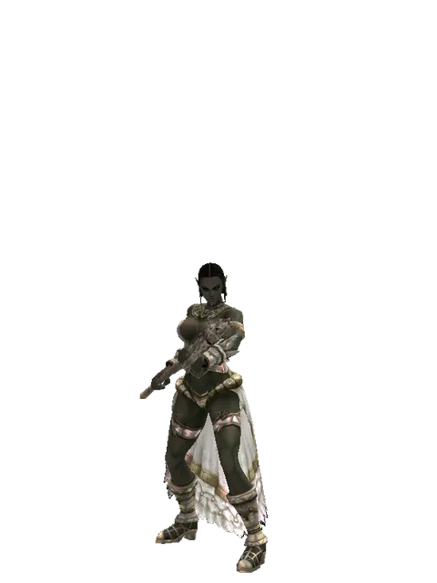 Sage's Staff on a female Orc fighter, front view