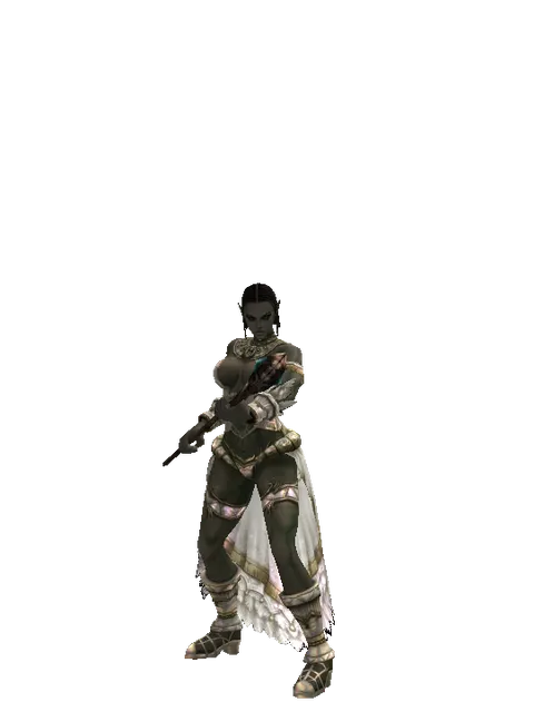 Sprite's Staff on a female Orc fighter, front view
