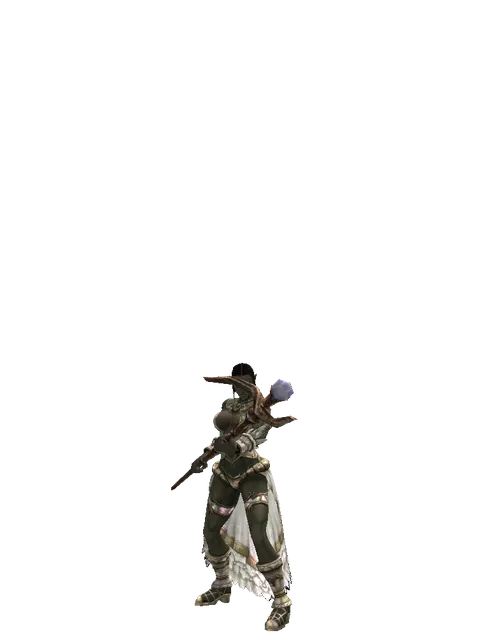 Staff of Magic on a female Orc fighter, front view