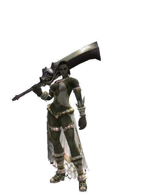 Ancient Legacy Sword on a female Orc fighter, front view