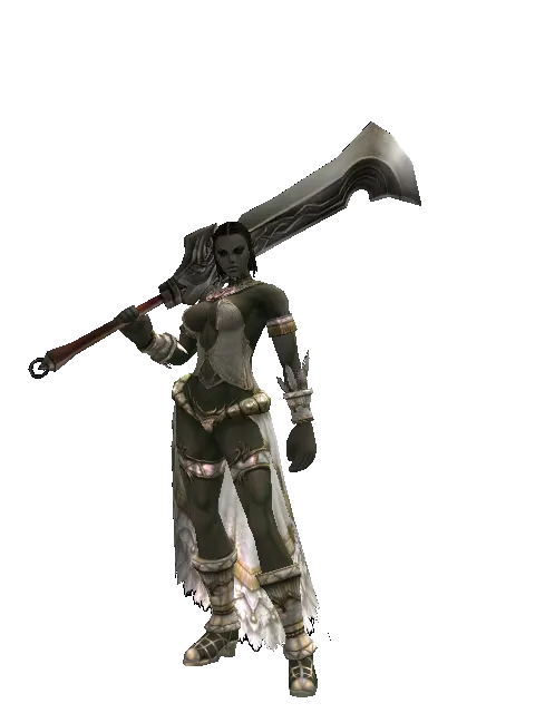 Berserker Blade on a female Orc fighter, front view