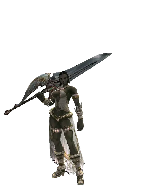 Dynasty Blade on a female Orc fighter, front view