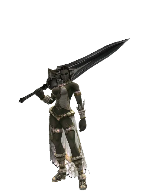 Guardian Sword on a female Orc fighter, front view