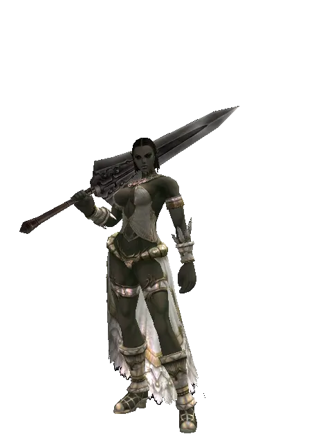Heavy Sword on a female Orc fighter, front view