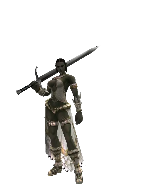 Old Knight's Sword on a female Orc fighter, front view