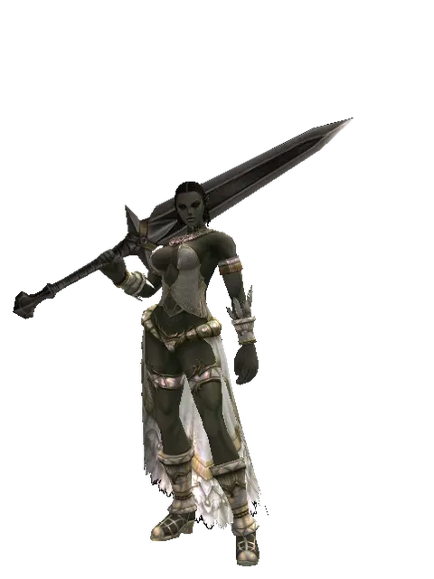 Steel Sword on a female Orc fighter, front view