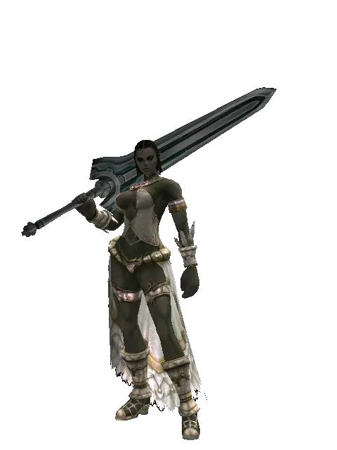 Titan Sword on a female Orc fighter, front view
