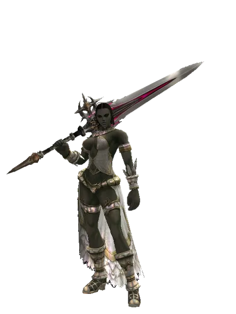 Vesper 2h Sword on a female Orc fighter, front view
