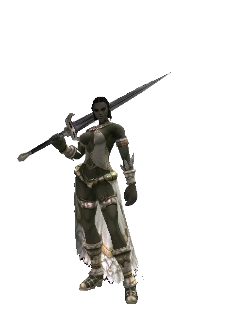 Zweihander on a female Orc fighter, front view
