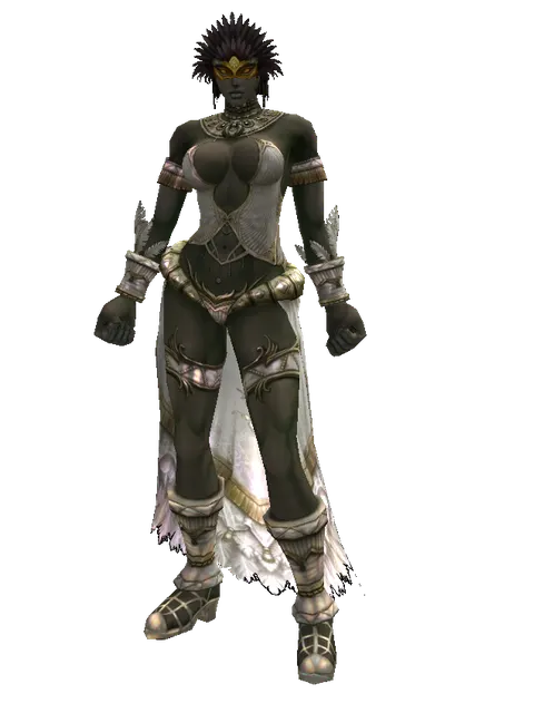 Black Feather Mask on a female Orc fighter, front view
