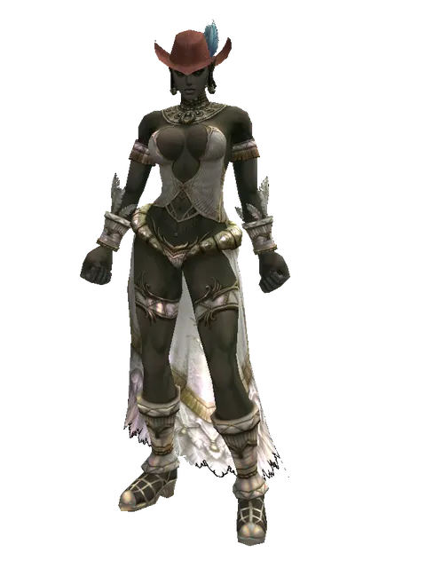 Feathered Hat on a female Orc fighter, front view
