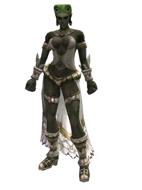 Frog Hat on a female Orc fighter, front view