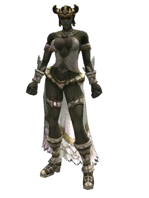 Golden Viking Circlet on a female Orc fighter, front view