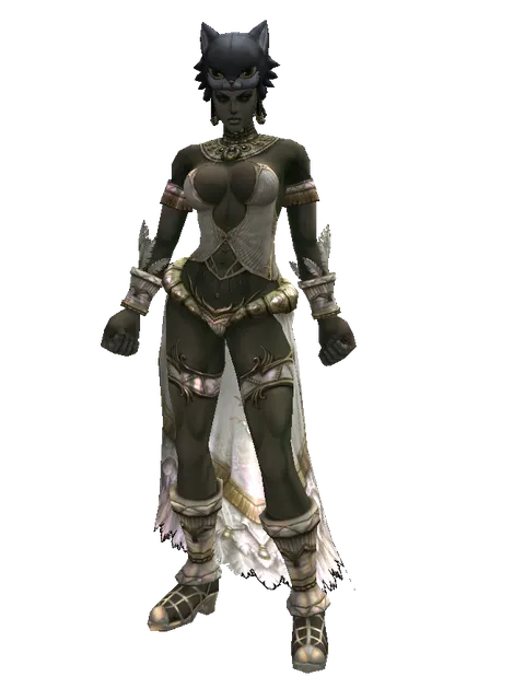 Kai the Cat Hat on a female Orc fighter, front view