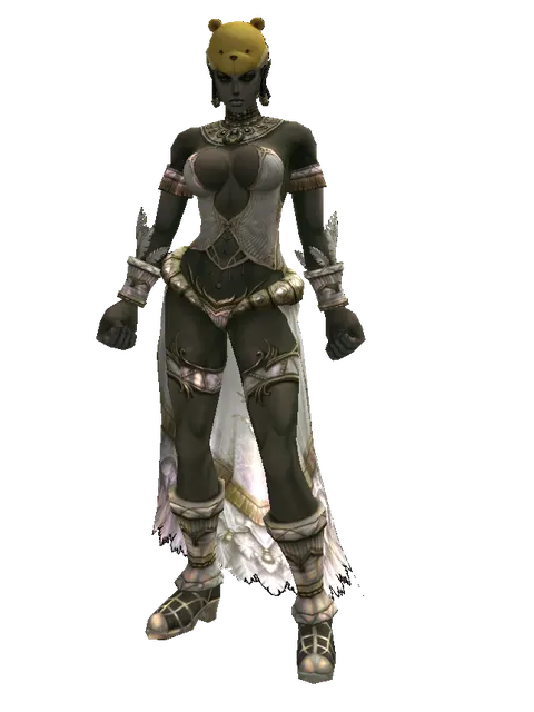 Teddy Bear Hat on a female Orc fighter, front view