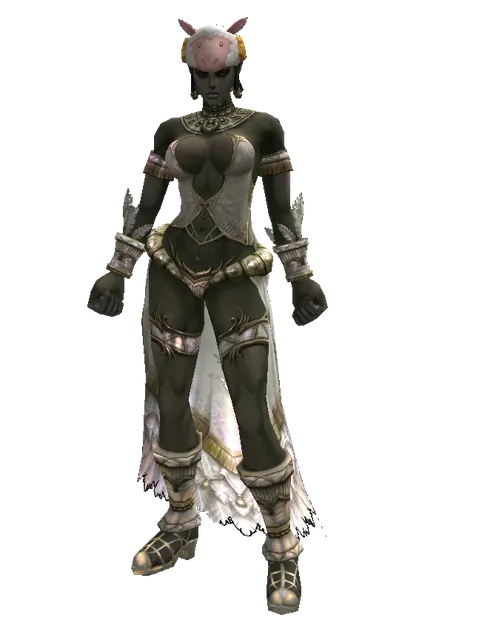 White Sheep Hat on a female Orc fighter, front view