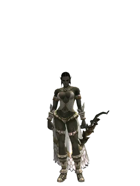 Akat Long Bow on a female Orc fighter, front view
