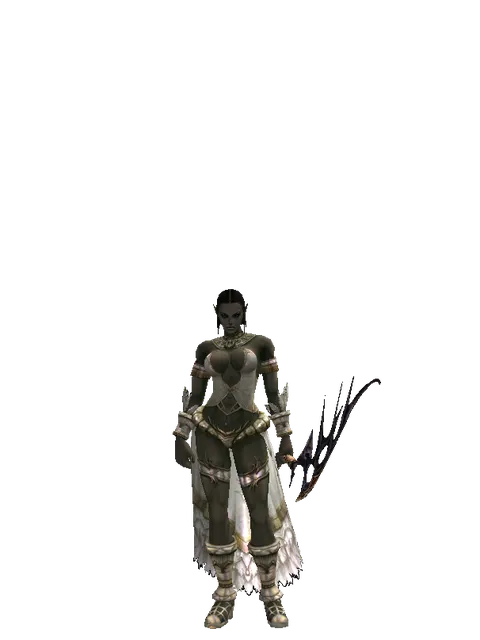 Dark Elven Bow on a female Orc fighter, front view