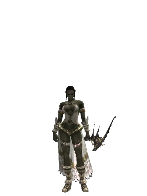 Dark Elven Long Bow on a female Orc fighter, front view