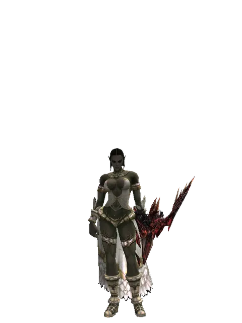 Draconic Bow on a female Orc fighter, front view