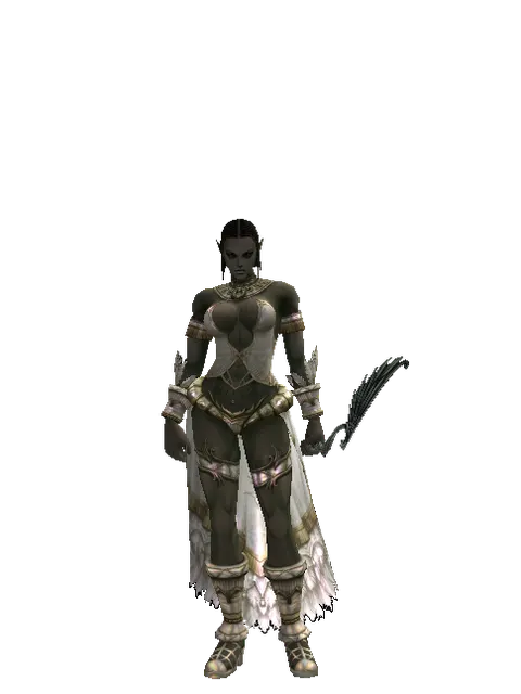 Elven Bow on a female Orc fighter, front view