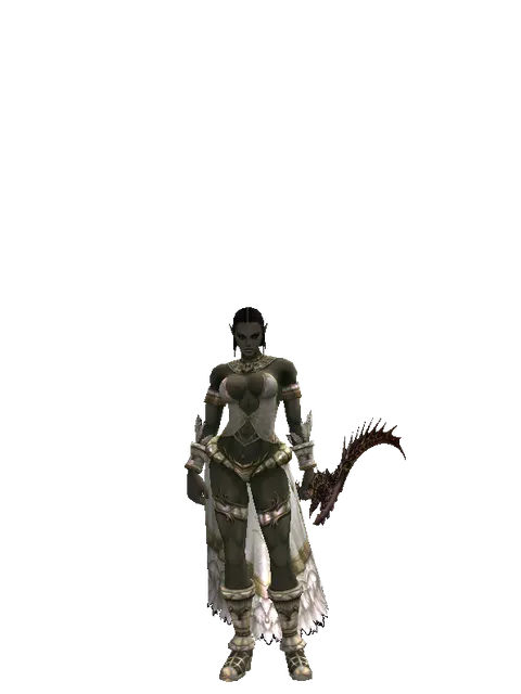 Eminence Bow on a female Orc fighter, front view