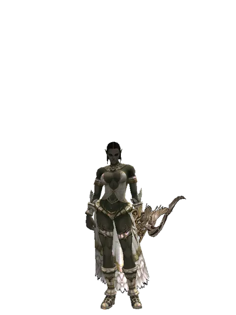 Infinity Bow on a female Orc fighter, front view