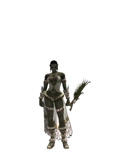 Noble Elven Bow on a female Orc fighter, front view