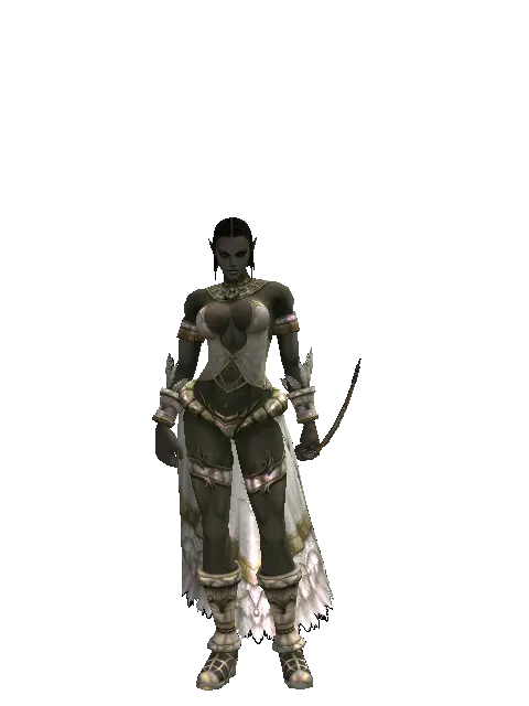 Short Bow on a female Orc fighter, front view