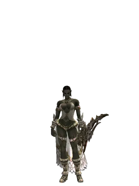Shyeed's Bow on a female Orc fighter, front view