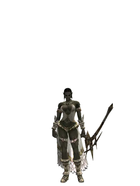 Strengthened Long Bow on a female Orc fighter, front view