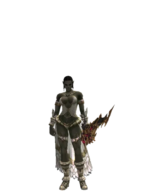 Vesper Bow on a female Orc fighter, front view
