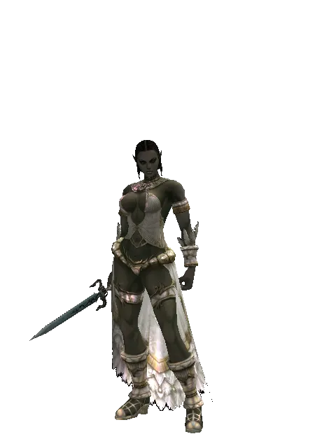 Crafted Dagger on a female Orc fighter, front view