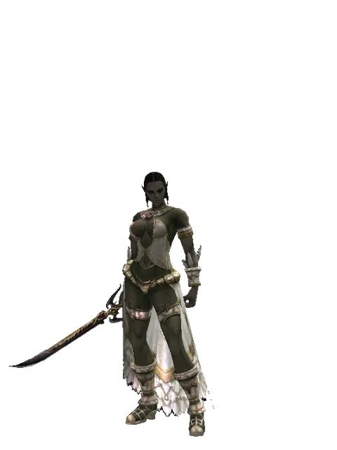 Dark Elven Dagger on a female Orc fighter, front view