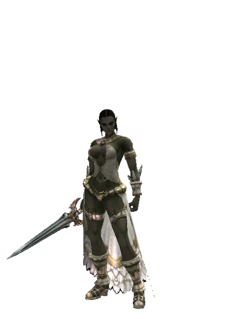 Dynasty Knife on a female Orc fighter, front view
