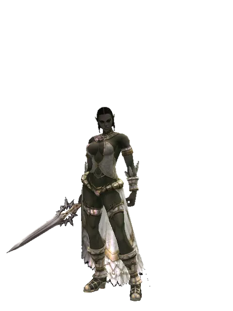 Infinity Stinger on a female Orc fighter, front view