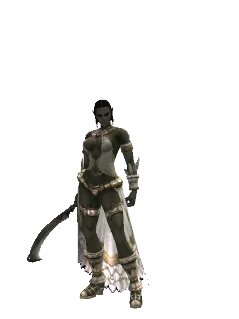 Kukuri on a female Orc fighter, front view