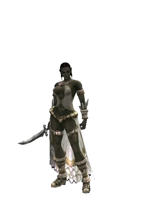 Mystic Knife on a female Orc fighter, front view