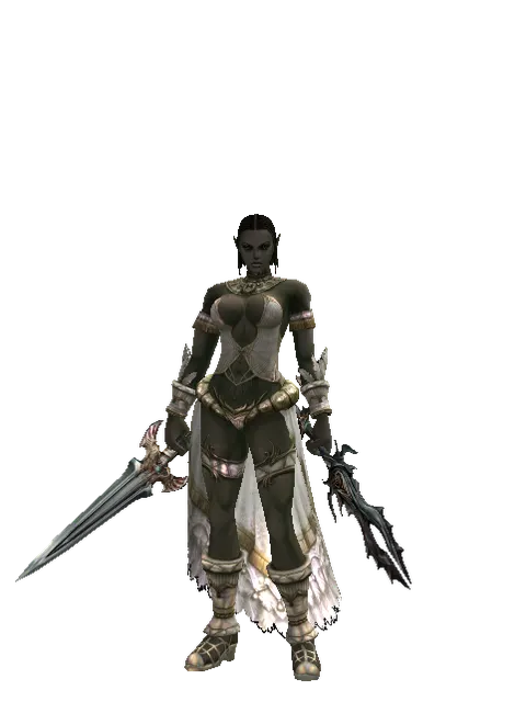 Dynasty Knife*Soul Seperator on a female Orc fighter, front view