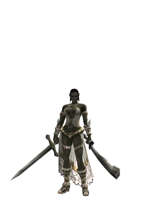 Artisan's Sword*Crimson Sword on a female Orc fighter, front view