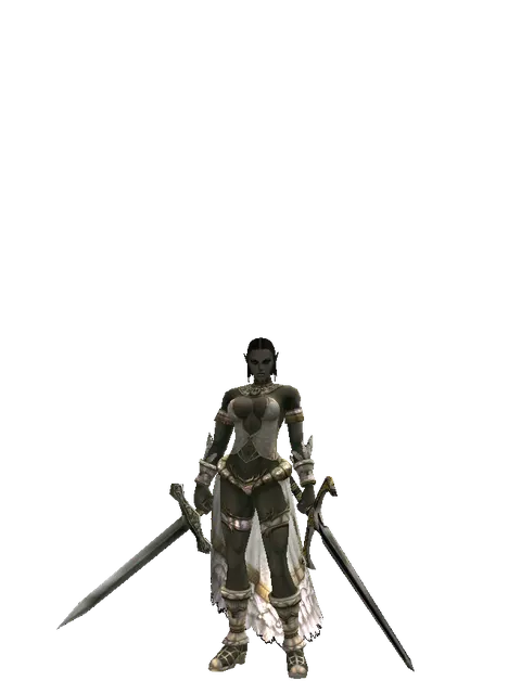 Artisan's Sword*Knight's Sword on a female Orc fighter, front view