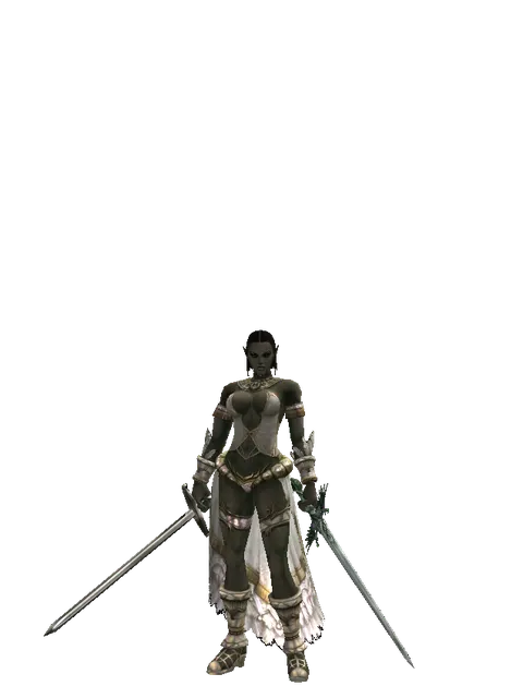 Bastard Sword*Elven Long Sword on a female Orc fighter, front view