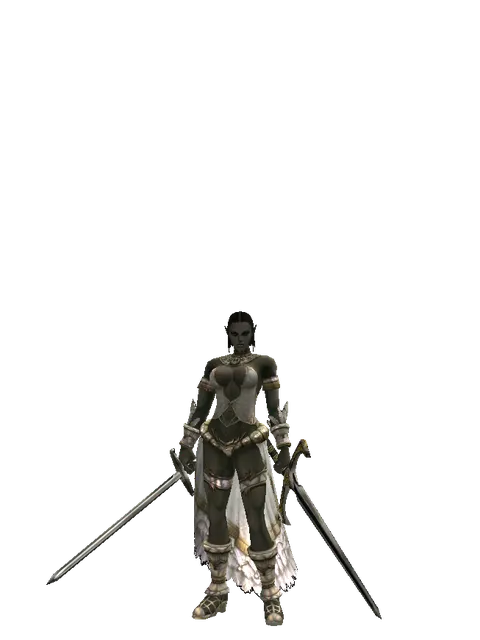 Bastard Sword*Knight's Sword on a female Orc fighter, front view