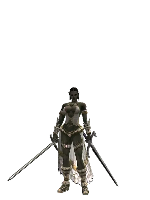 Bastard Sword*Sword of Revolution on a female Orc fighter, front view